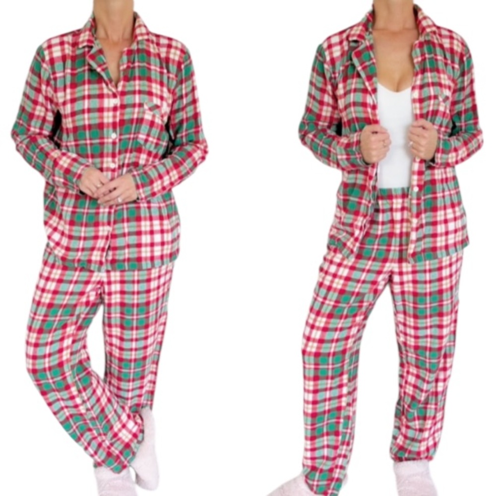 Jammies for your Families red green plaid flannel matching pajama set size large